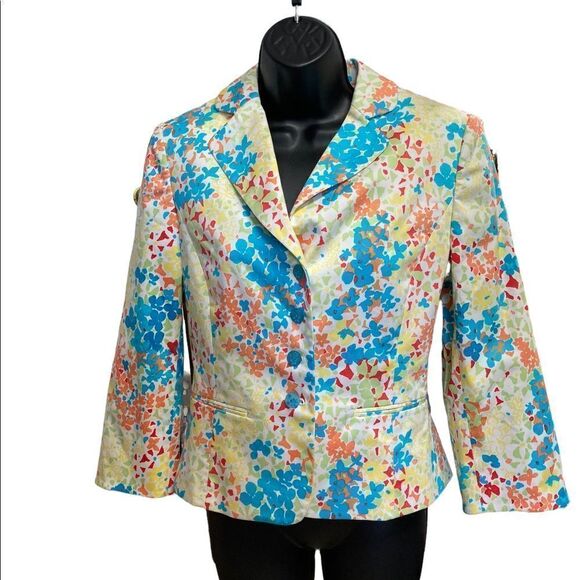 TAHARI Outerwear Arthur S. Levine Lined Multicolored Jacket Floral Size 6 - Picture 1 of 10